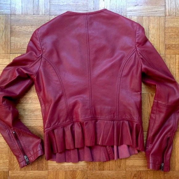 ALYSI  NEW DISTRESSED LEATHER Peplum Jacket 4 - Picture 2 of 7